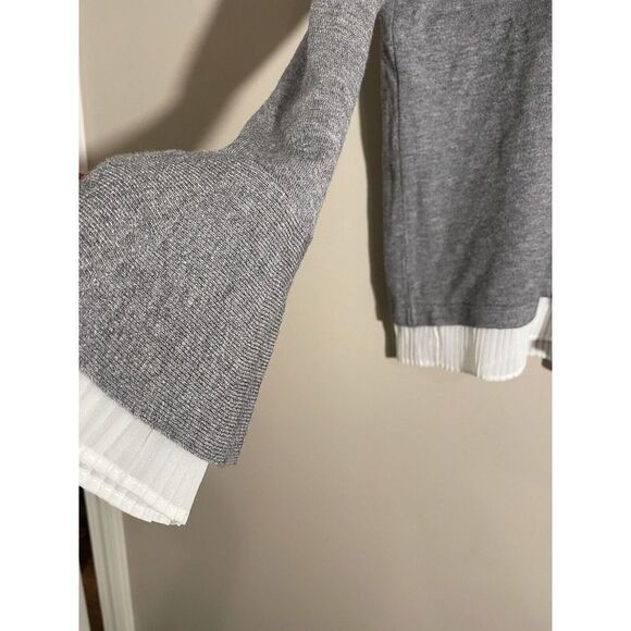 Louise Orop Layered Sweater Women’s Medium Modal Minimalist Gray White Workwear - Picture 7 of 7